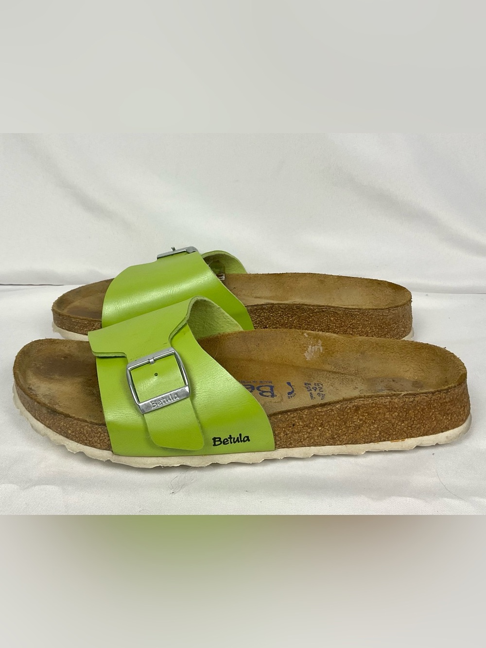 Betula by Birkenstock Catalina Lime Green Single Buckle Slide Sandals Sz 10